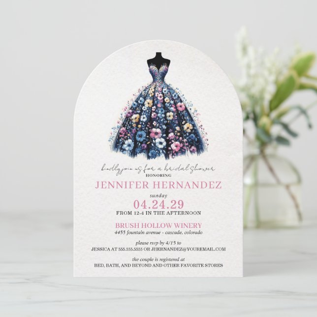 Invitation Mariée en fleurs Fête de mariage avec des fleurs s (Debout devant)