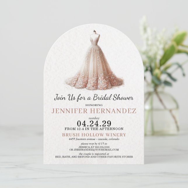 Invitation Mariée en fleurs rose pêche Shower de mariage (Debout devant)
