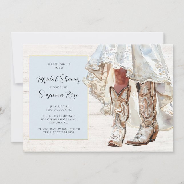 Invitation Mariée En Mariage Robe Cowgirl Bottes En (Devant)