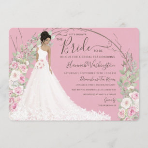 Invitation Mariée en robe blanche Douche à thé nuptiale