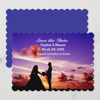 Invitation Mariée et chambre à coucher au coucher du soleil E