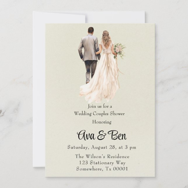 Invitation Mariée et chambre Lumière Vert Mariage Couples Dou (Devant)