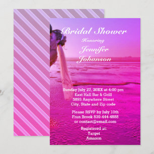 Invitation Mariée et chambre violet Sunset Beach Fête des mar