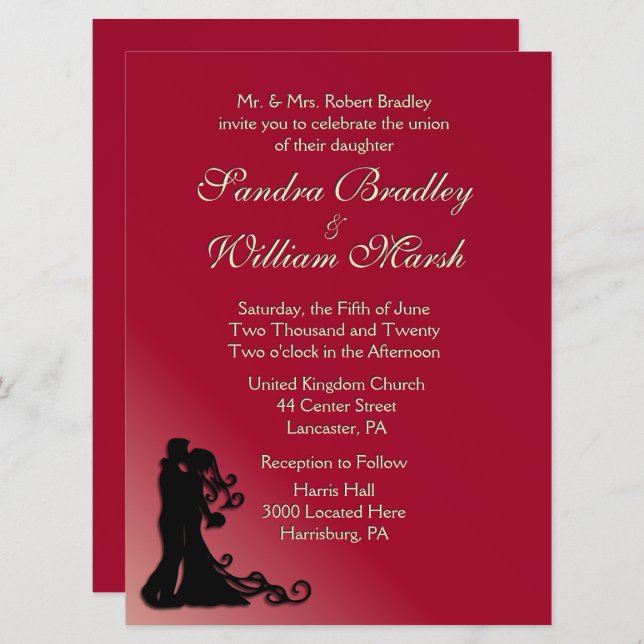 Invitation Mariée et fille Bourgogne (Devant / Derrière)