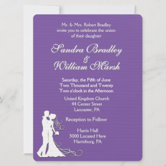 Invitation Mariée et Mariage royal violet Groom