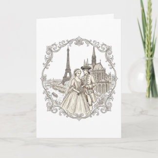 Invitation Mariée et marié romantiques français sous la skyli