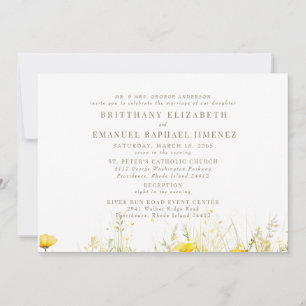 Invitation Mariée Fleur Sauvage Jaune Parents 2 Lieu Mariage