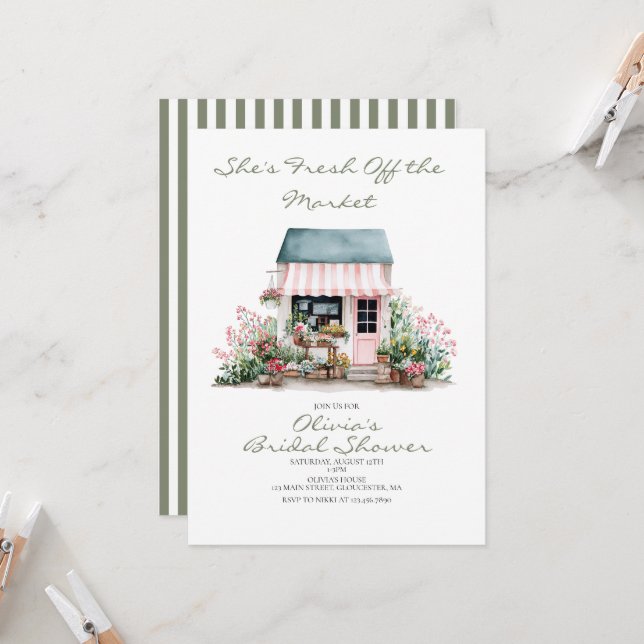 Invitation Mariée Fraîche du Marché (Devant/Arrière en situation)
