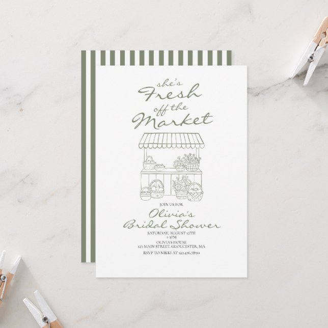 Invitation Mariée Fraîche sur le Marché (Devant/Arrière en situation)