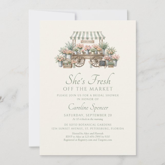 Invitation Mariée Fraîche sur le Marché Enterrement de Vie de (Devant)