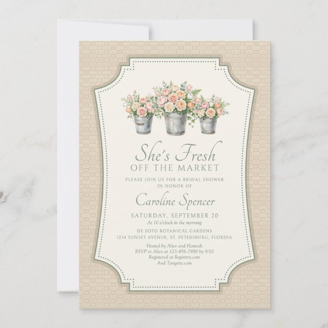 Invitation Mariée Fraîchement Sur Le Marché (Devant)