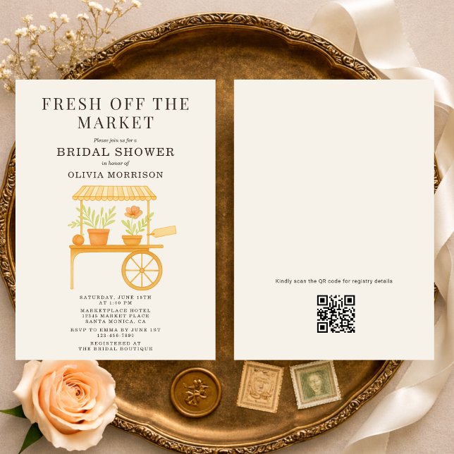 Invitation Mariée Fraîchement sur le Marché Code QR Baby Show (Créateur téléchargé)