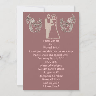 Invitation Mariée Groom Doves Dark Rose Mariage Inviter