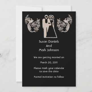 Invitation Mariée Groom Doves Noir Mariage Enregistrer La Dat