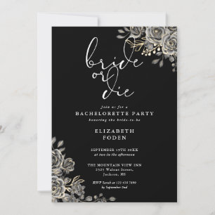 Invitation Mariée Ou Mort Noir Blanc Gothique Bachelorette Pa