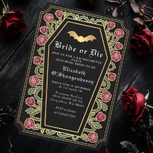 Invitation Mariée ou mourir Bachelorette de café gothique