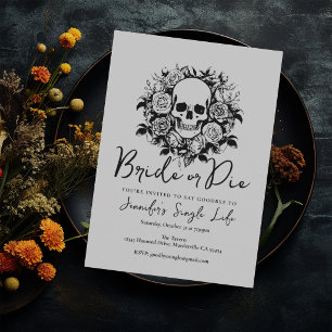 Invitation Mariée ou Mourir Fleur Blanche Crâne Enterrement d