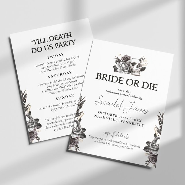 Invitation Mariée ou mourir jusqu'à la mort Do us Party Bache (Créateur téléchargé)