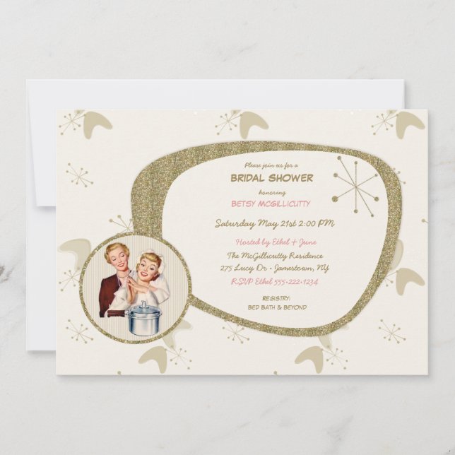 Invitation Mariée Rétro Années 50 Moderne du Milieu de Siècle (Devant)