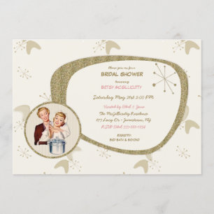 Invitation Mariée Rétro Années 50 Moderne du Milieu de Siècle