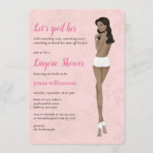 Invitation Mariée rose dans ses culottes douche lingerie