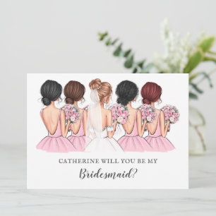 Invitation Mariée Rose Demande à sa Meilleure Amie Veux-tu êt