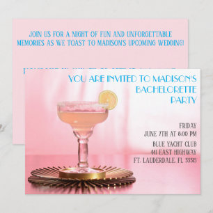 Invitation Mariée rose Margarita / Bachelorette