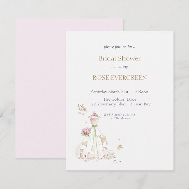 Invitation Mariée Rougissante en Fleur (Devant / Derrière)