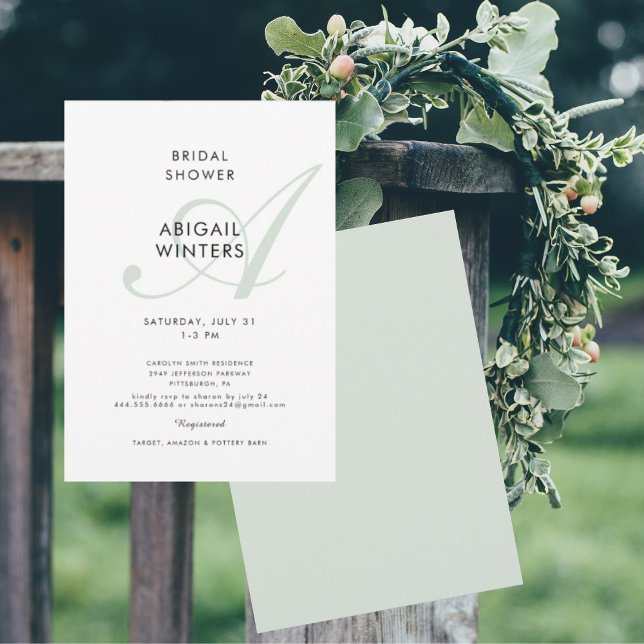 Invitation Mariée sage moderne initiale simple douche de mari (Créateur téléchargé)