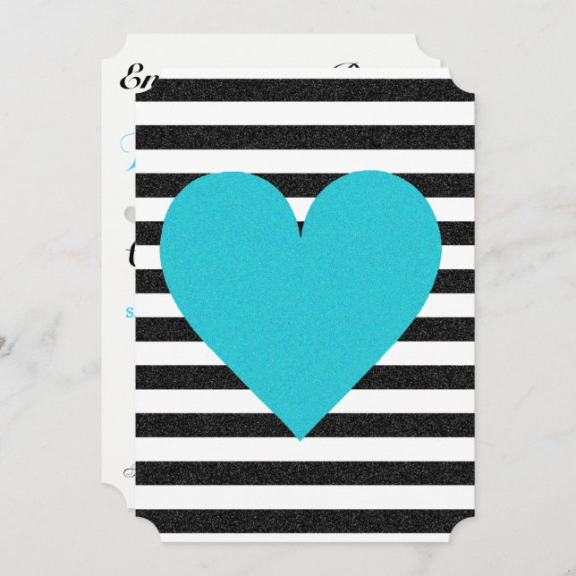 Invitation Mariée Summer Lovin Black White Soiree Pelouse Par (Devant / Derrière)