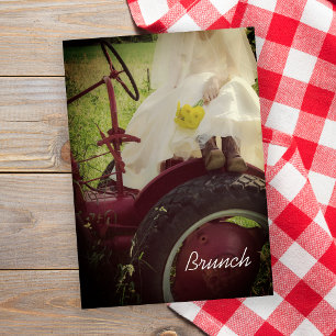 Invitation Mariée sur tracteur Country Farm Mariage Brunch