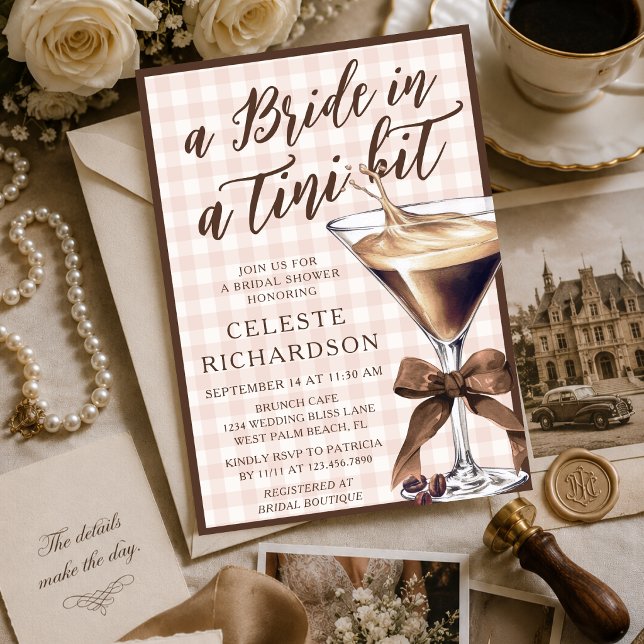 Invitation Mariée Tini Bit Bow Espresso Martini Enterrement d (Créateur téléchargé)