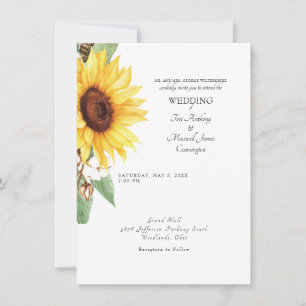 Invitation Mariée Tournesol Moderne Parents Mariage Simple