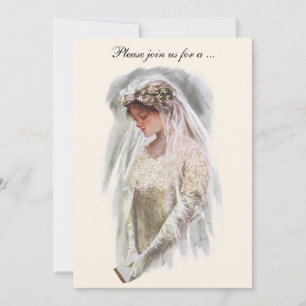 Invitation Mariée victorienne vintage, Fête de douche de mari