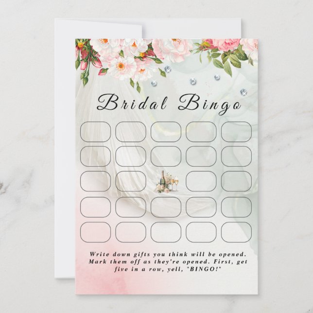Invitation Mariée Voile avant de faire jeu de bingo nuptiale (Devant)