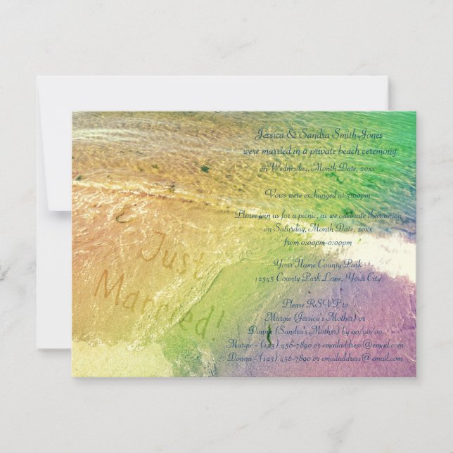 Invitation Mariés à la plage (Devant)