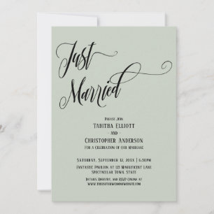 Invitation Mariés à l'instant Script Élaboré, Vert Sauge Clai