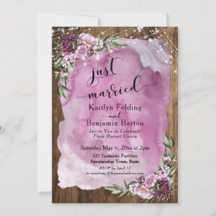 Invitation Mariés à peine - Aquarelle rustique florale et lum