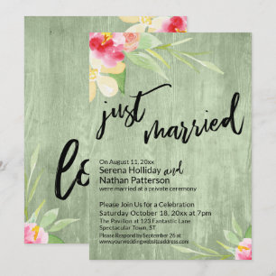 Invitation Mariés à peine Peinture aquarelle Fleurs & Bois Ve