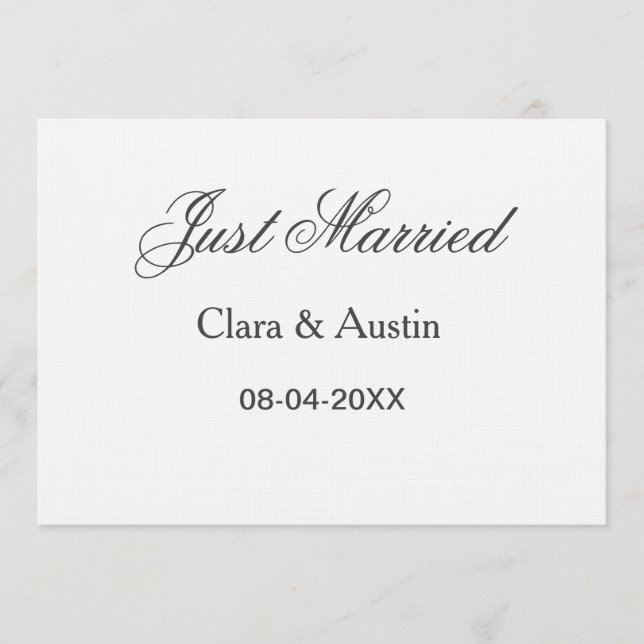 Invitation Mariés add nom du couple date année simulation de  (Devant)