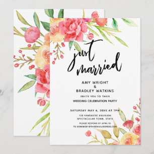 Invitation Mariés Boho Fleurs Réception de Mariage