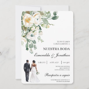 Invitation Mariés botaniques floraux Mariage Espagnol