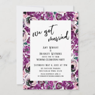 Invitation Mariés dans la vie Casual Fleurs aquarelles rose v