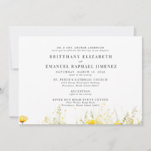 Invitation Mariés Fleur Sauvage Jaune Parents 2 Lieu Mariage