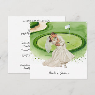 Invitation Mariés golfeurs mariage sur un terrain de golf