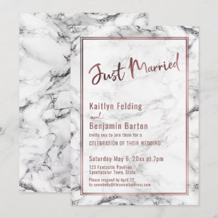 Invitation Mariés Moderne, Rose Gold, Marbre Audacieux