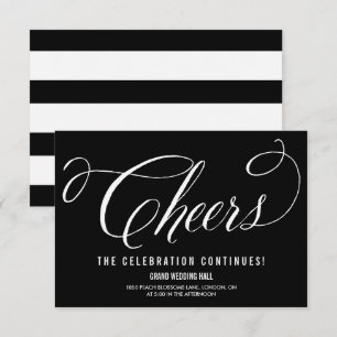 Invitation Mariés Noir & Blanc Élégant Écriture Réception