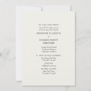 Invitation Mariés Parents Deux Lieu Mariage Formel Crème 