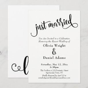 Invitation Mariés ! Réception en noir et blanc uniquement