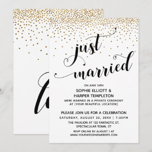 Invitation Mariés, Script, Confettis dorés, Réception uniquem